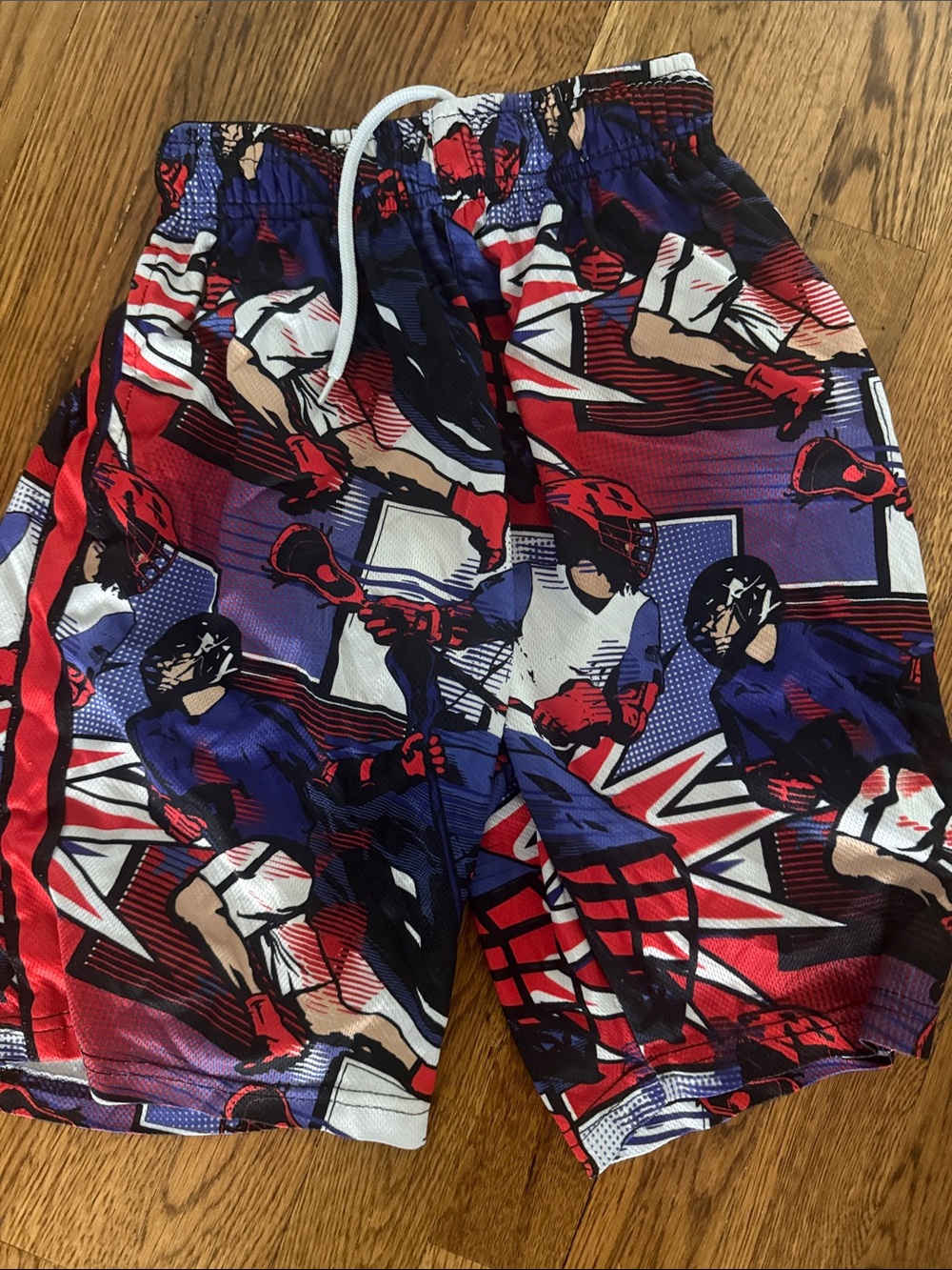 Boys' Red & Blue Lacrosse Print Athletic Shorts